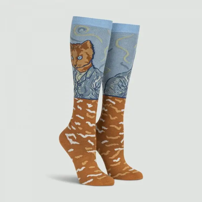 F0632 CatVanGoghASelfiePortrait KneeHighSocks Legform - SOHO Ideje i darovi