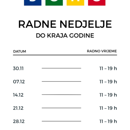 Radne nedjelje - SOHO Ideje i darovi